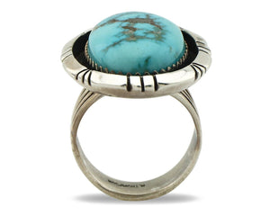 Navajo Ring 925 Silver Morenci Turquoise Artist Signed M Thompson C.80's