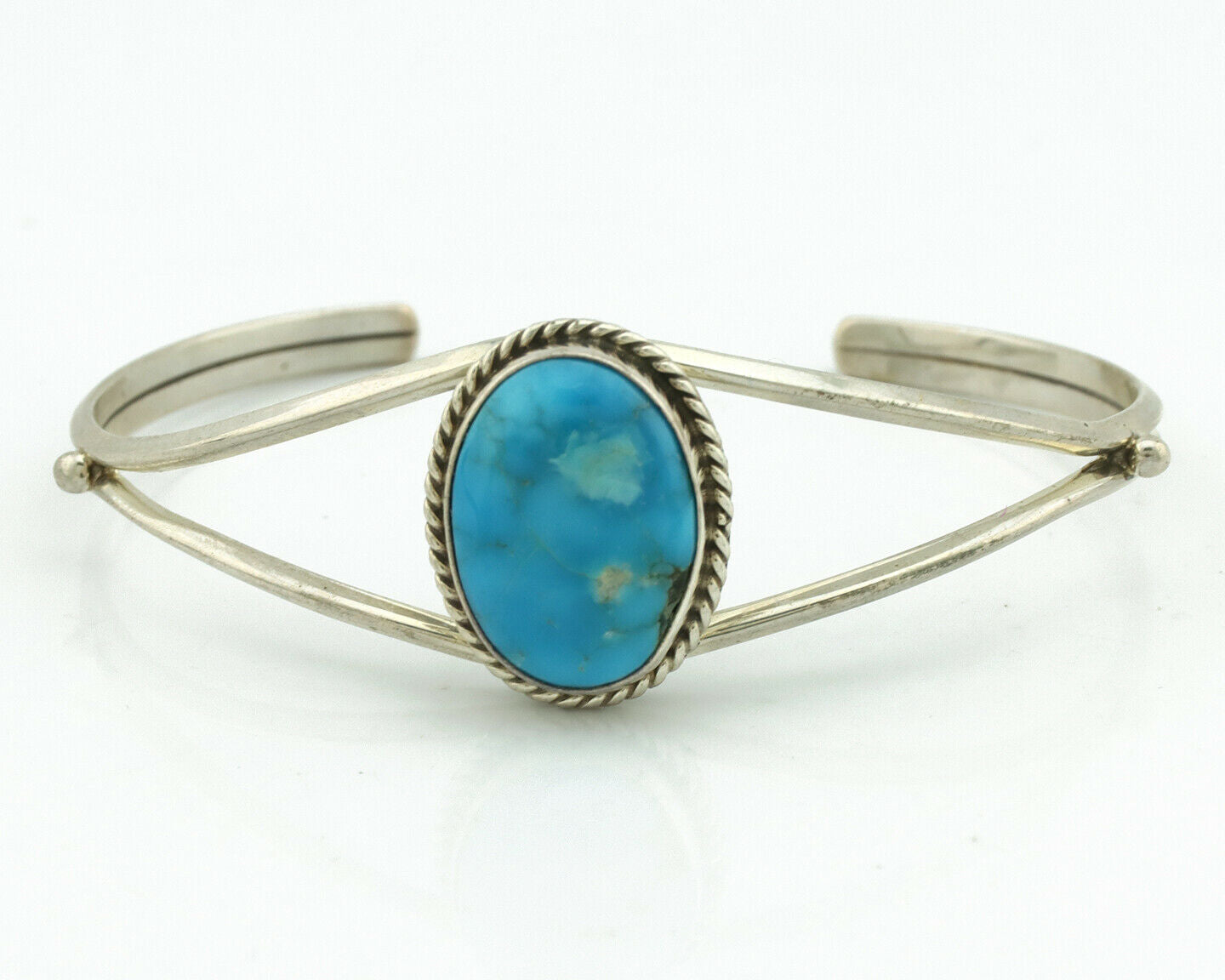 Navajo Bracelet .925 Silver Blue Turquoise Artist Signed M C.80's