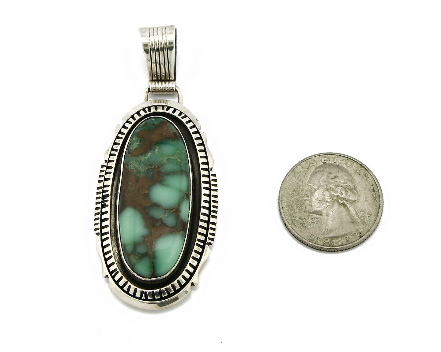 C. 1980 Navajo Artist Begay Landers Natural Mined Variscite .925 Pendant