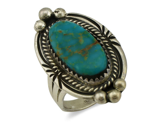 Navajo Ring 925 Silver Southwest Blue Turquoise Artist Signed Begay C.80's