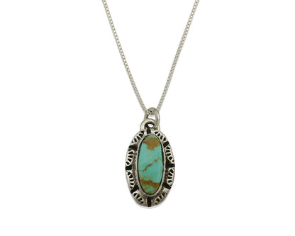 Navajo Necklace .925 Silver Arizona Turquoise Signed Gecko C.1980's