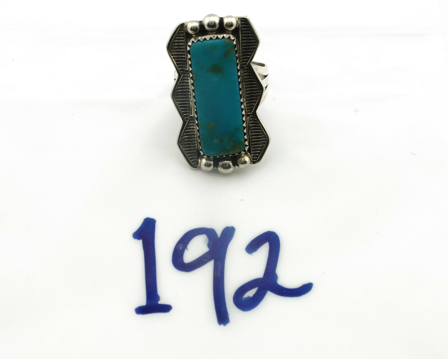 Navajo Ring .925 Silver Natural Aqua Turquoise Signed Apache C.80's