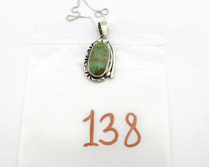 Navajo Kingman Turquoise Pendant .925 Silver Hand Stamped Signed Gecko C.80's