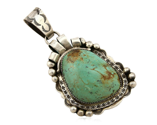 Navajo Kingman Turquoise Pendant .925 Silver Native American Artist C.80's