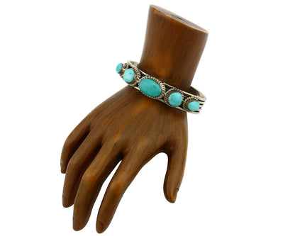 Navajo Turquoise Bracelet SOLID .925 Silver Signed Artist FC C.80's