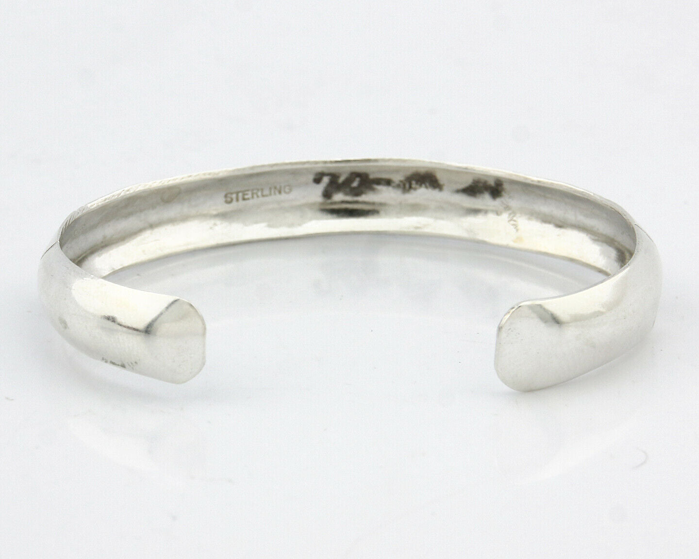 Navajo Bracelet SOLID .925 Silver Hand Stamped Signed Tract C.80's