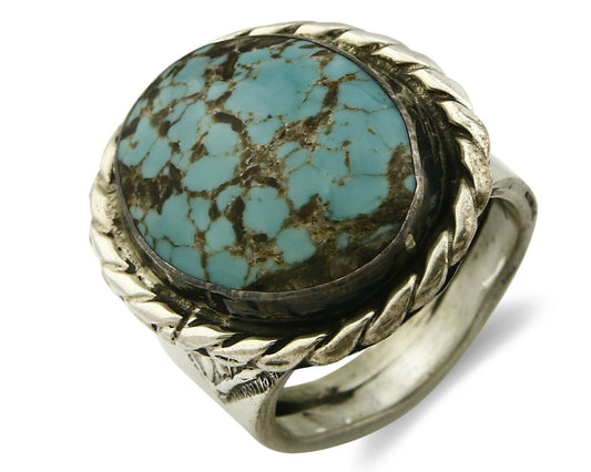 Navajo Ring .925 SOLID Silver Kingman Turquoise Signed Ralph Pemberton C.1975