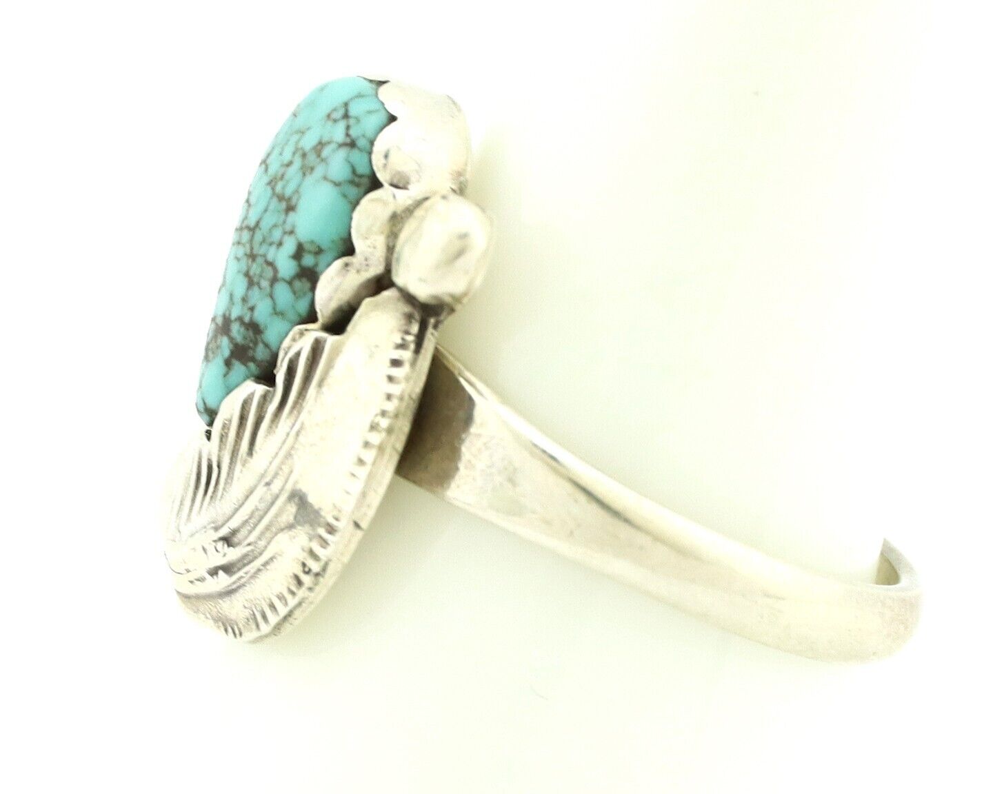 Zuni Ring 925 Silver Spiderweb Turquoise Artist Signed Simplicio C.80's