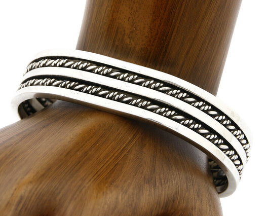 Women's Navajo Bracelet .925 Silver Artist Signed ROGER FRANSCISCO Cuff C.80's