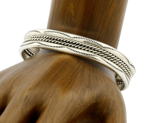 Women's Navajo Bracelet .925 Silver Handmade Cuff Native American Artist C.1980s