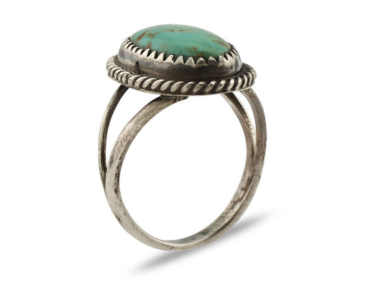 Navajo Handmade Ring 925 Silver Kingman Turquoise Artist Signed MC C.80's