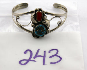 Navajo Bracelet .925 Silver Morenci Turquoise Artist Native American Circa 1975