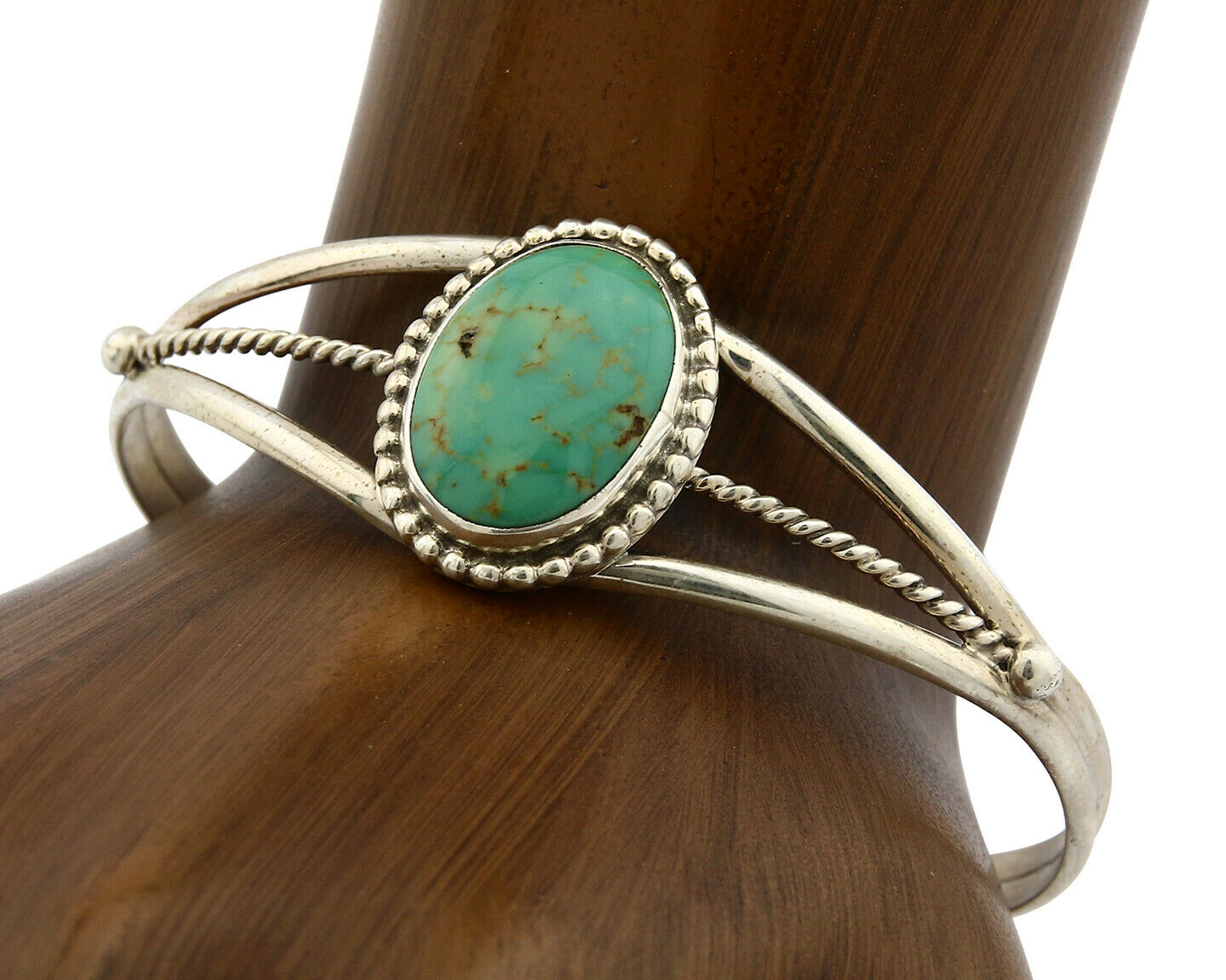 Navajo Bracelet .925 Silver Turquoise Mountain Signed M C.80's