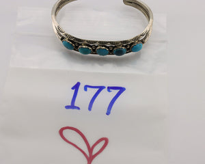 Navajo Bracelet .925 Silver Natural Blue Southwest Turquoise Signed UB C.80's
