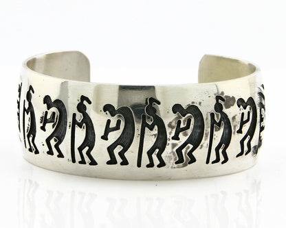 Hopi Bracelet .925 Silver Signed Ted Wadsworth Pictograph Overlay C.80's