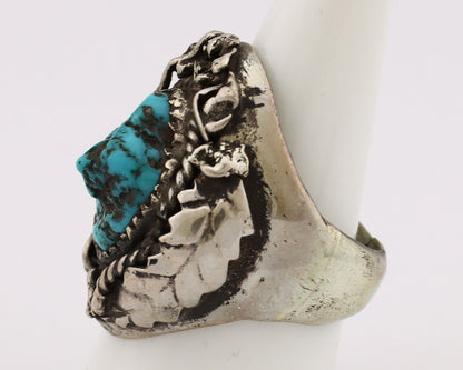 Navajo Ring 925 Silver Blue Sleeping Beauty Turquoise Artist Ray John C.80's