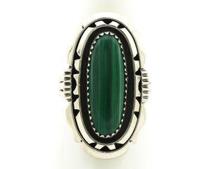 Navajo Ring 925 Silver Natural Malachite Artist Signed William Denetdale C.80's