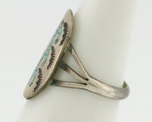 Small Navajo Ring 925 Silver Chip Inlay Turquoise Artist Signed NAKAI C.80's