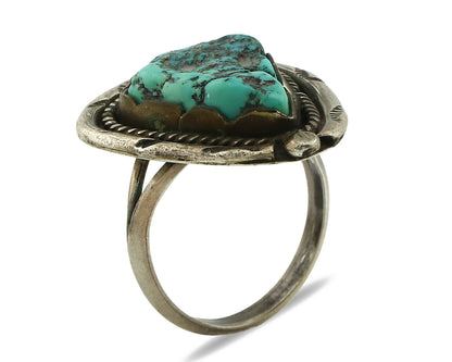 Navajo Ring .925 Silver Blue Turquoise Native American Artist C.80's