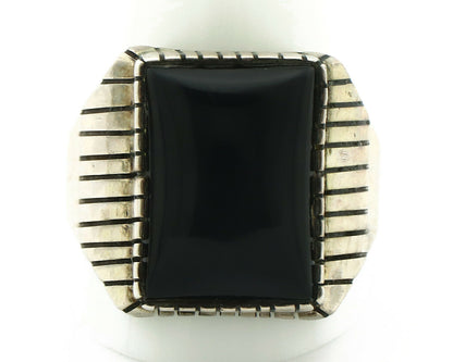 Navajo Ring .925 Silver Handmade Black Onyx Artist Signed Black C.80's