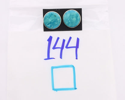 Navajo Earrings 925 Silver Natural Kingman Turquoise Artist Signed JM C.90's