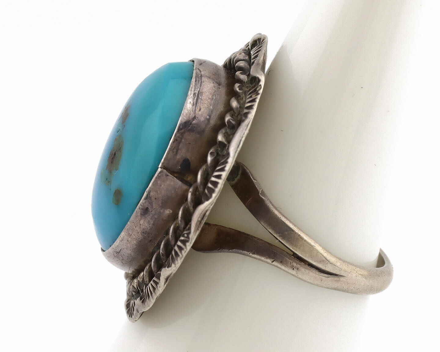 Navajo Ring .925 Silver Blue Turquoise Native Artist C.80's