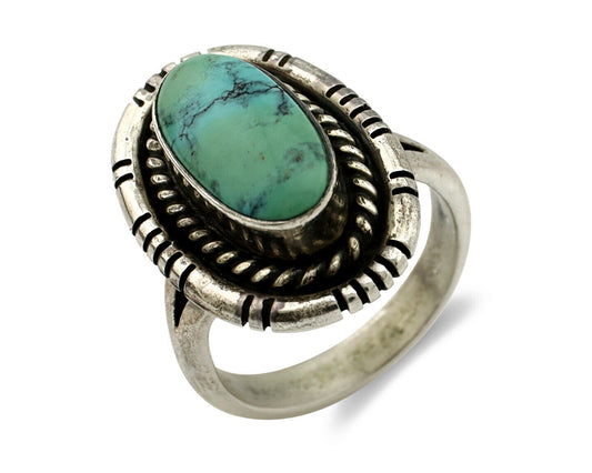 Navajo Ring .925 Silver Arizona Turquoise Native American Artist Handmade C.80's