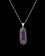 C.1980's Navajo Signed Ted Etsitty Natural Charoite .925 Silver Necklace