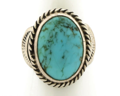 Navajo Handmade Ring 925 Silver Blue Turquoise Signed C Montoya C.80's