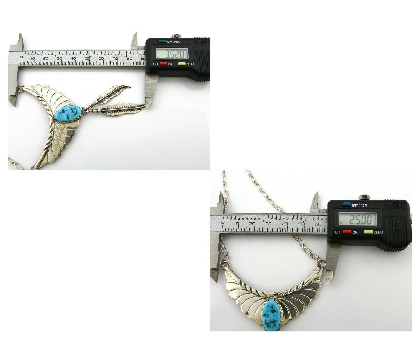Navajo Necklace .925 Silver Sleeping Beauty Turquoise Signed M C.80's