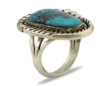 Navajo Ring 925 Silver Natural Blue Turquoise Artist Signed Ben S C.80's