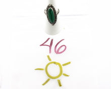 Navajo Ring 925 Silver Natural Malachite Artist Native American Signed H C.80's