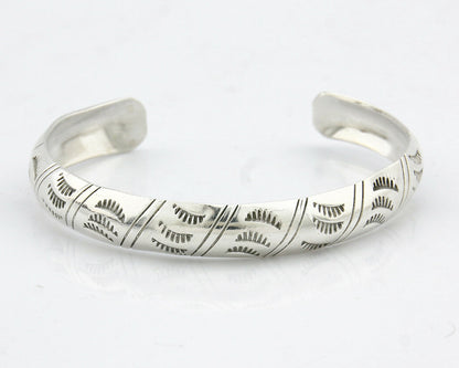 Navajo Bracelet SOLID .925 Silver Hand Stamped Signed Tract C.80's