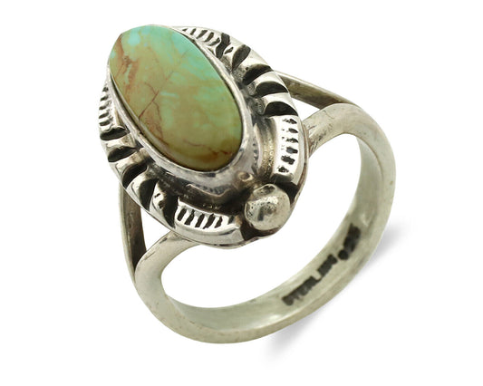 Navajo Ring .925 Silver Kingman Turquoise Artist Signed Gecko C.80's