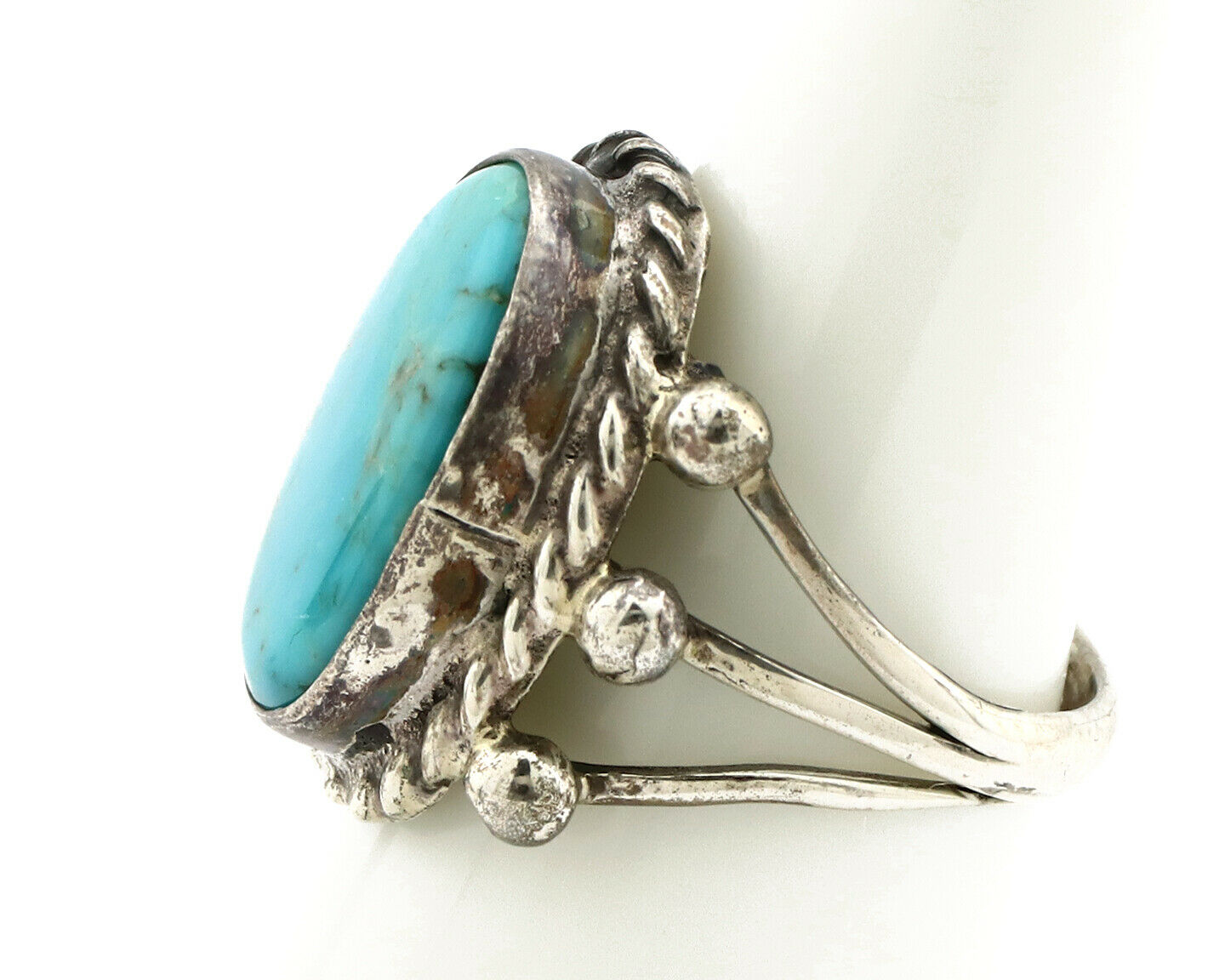 Navajo Ring .925 Silver Arizona Turquoise Handmade Signed MC C80s