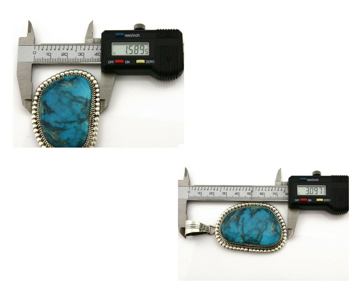 Navajo Pendant .925 Silver Blue Turquoise Signed Artist LTB C.80's