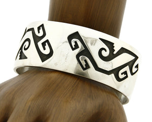Hopi Bracelet .925 SOLID Silver Cuff Overlay Signed Artist CUCH C.80's