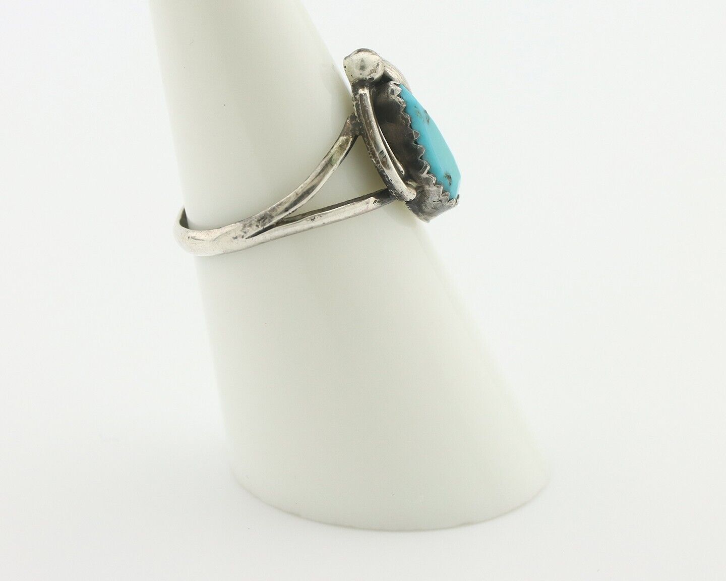 Navajo Handmade Ring .925 Silver Kingman Turquoise Native Artist C.80's