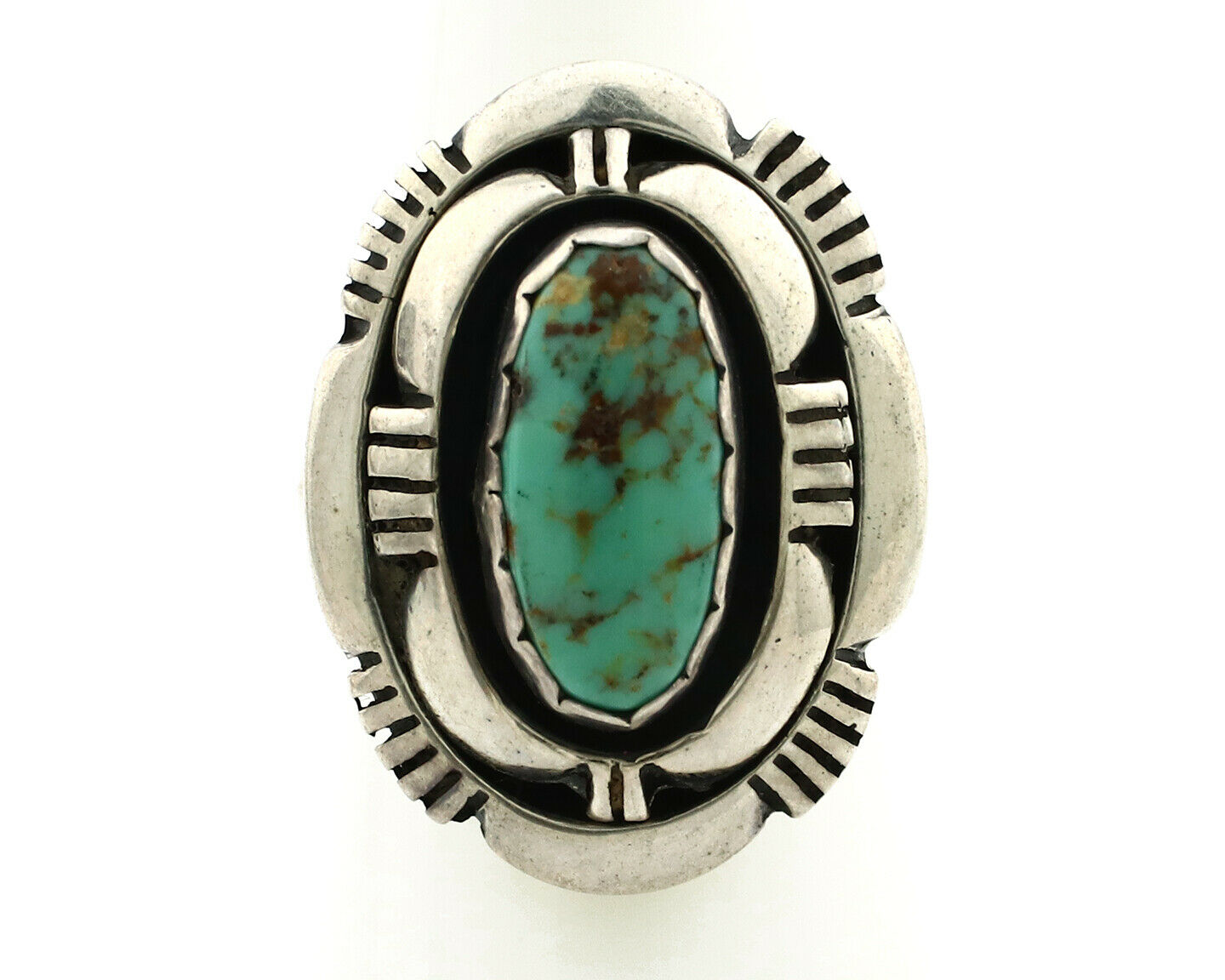 Navajo Ring .925 Silver Royston Turquoise Artist Signed L. M. Nez C80s