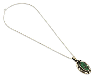 Navajo Necklace .925 Silver Green Turquoise Signed C Montoya C.1980's