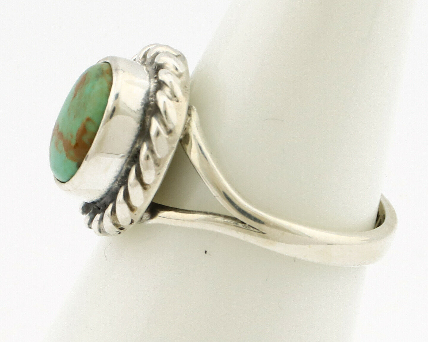 Navajo Ring .925 Silver Kingman Turquoise Artist Signed Gecko C.90's