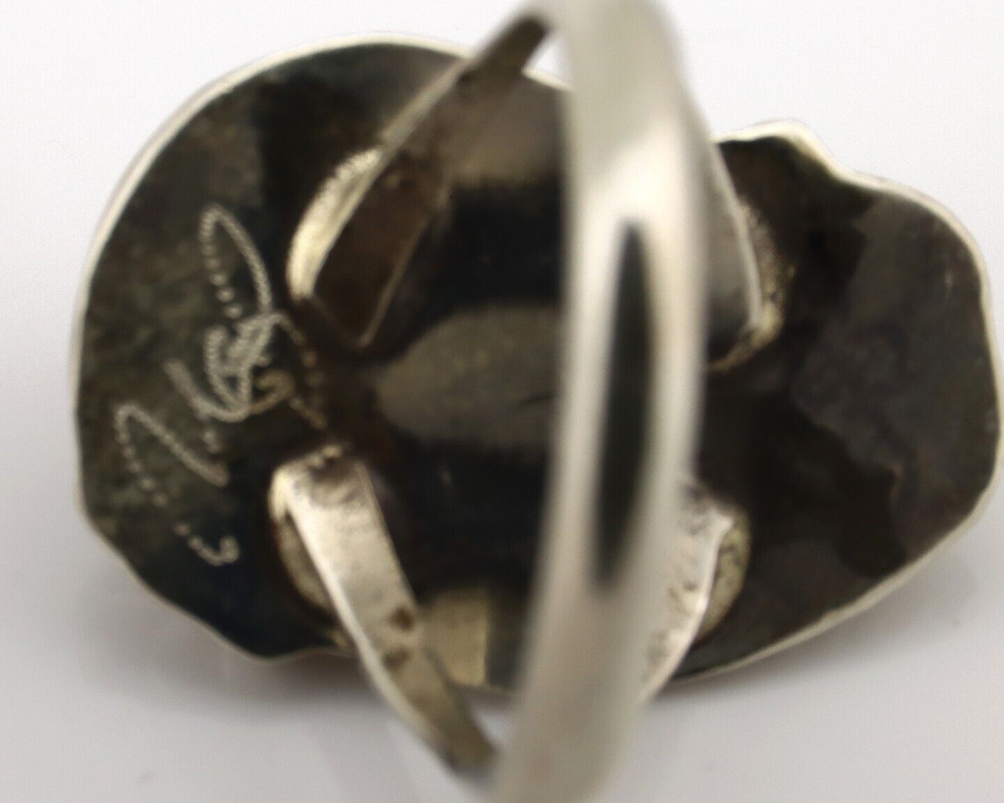Navajo Ring 925 Silver Sleeping Beauty Turquoise Signed Justin Morris C.80's