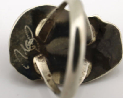 Navajo Ring 925 Silver Sleeping Beauty Turquoise Signed Justin Morris C.80's