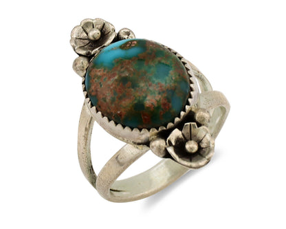 Navajo Ring .925 Silver Nevada Turquoise Native American Artist C.1980's