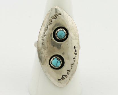 Navajo Ring .925 Silver Handmade Spiderweb Turquoise Native Artist C.1980's