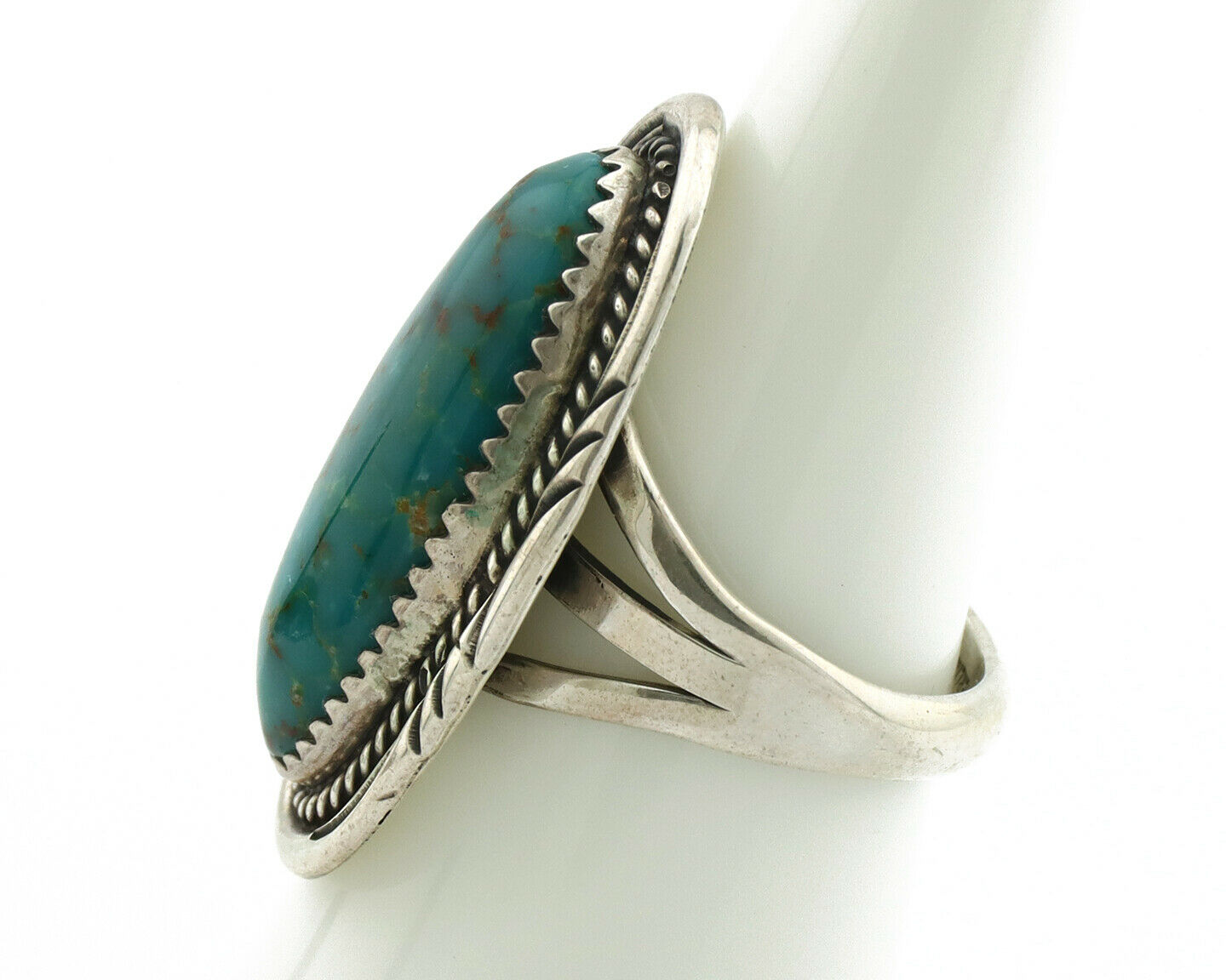 Navajo Ring .925 Silver Turquoise Mountain Native American C.80's