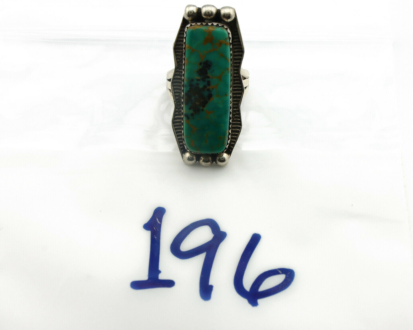 Navajo Ring .925 Silver Natural Aqua Turquoise Signed D C.80's