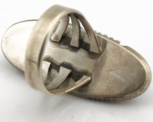 Navajo Ring 925 Silver Natural Blue Turquoise Artist Signed W Denetdale C.80's