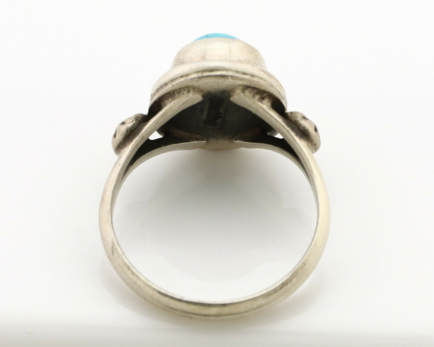 Navajo Ring .925 Silver Sleeping Beauty Turquoise Native American Artist C.1980s