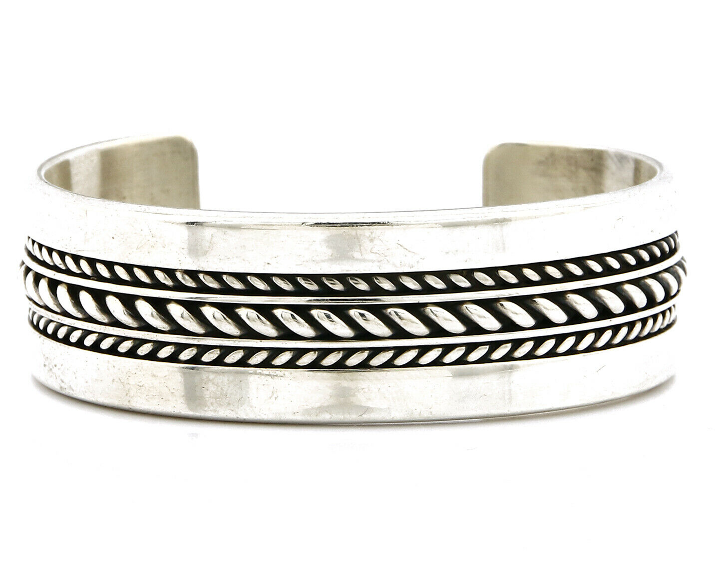 Women's Navajo Bracelet .925 Silver Handmade Cuff Signed Tom Hawk C.1980's